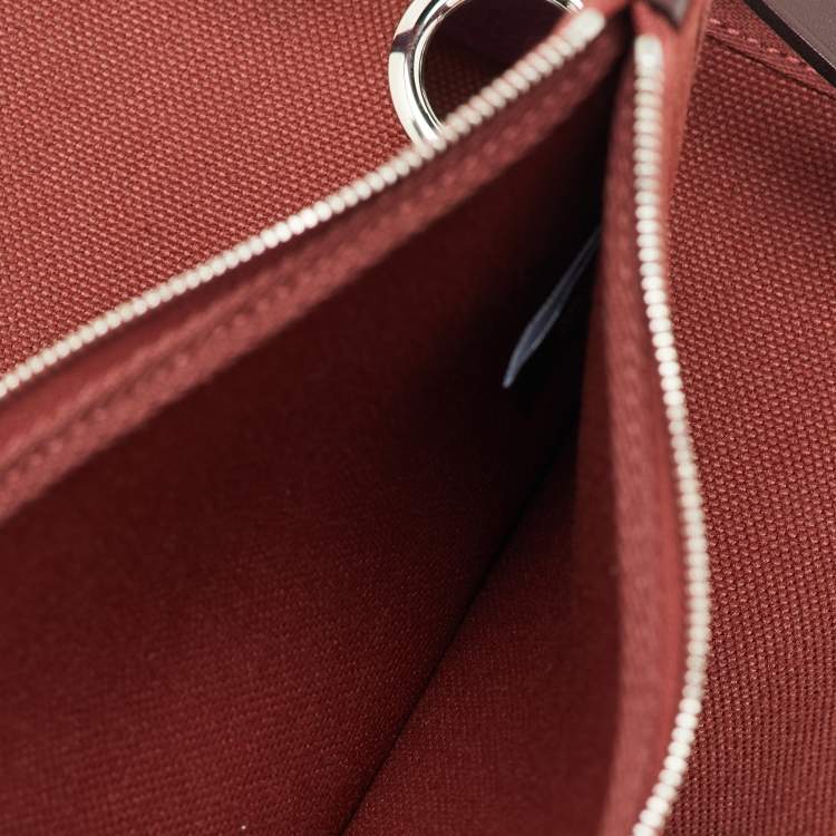 Pre Owned Hermès Rouge H/Ebene Toile and Leather Herbag Zip 31 Bag