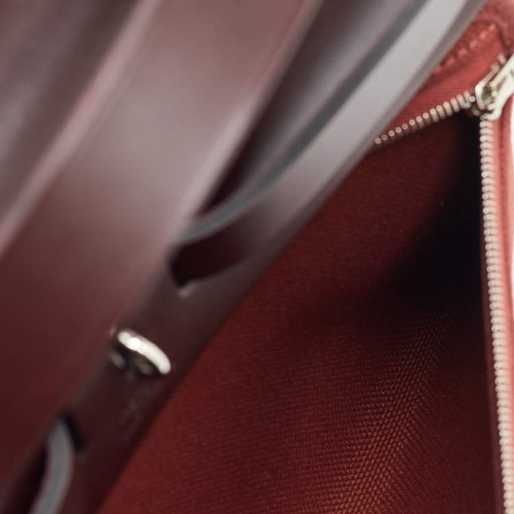 Pre Owned Hermès Rouge H/Ebene Toile and Leather Herbag Zip 31 Bag