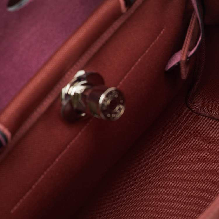 Pre Owned Hermès Rouge H/Ebene Toile and Leather Herbag Zip 31 Bag