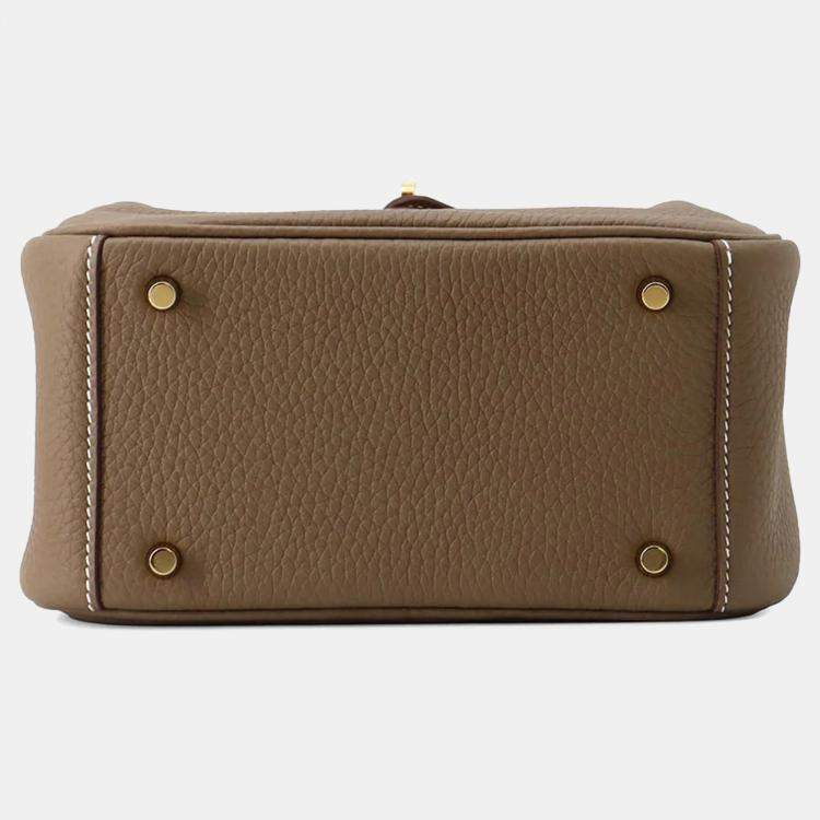 Pre Owned Hermes Lindy Mini Etoupe Taurillon Clemence Leather Shoulder Bag