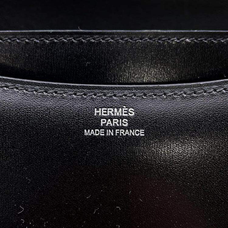 Pre Owned Hermes Constance Mini Black Box Calf Leather Crossbody Bag