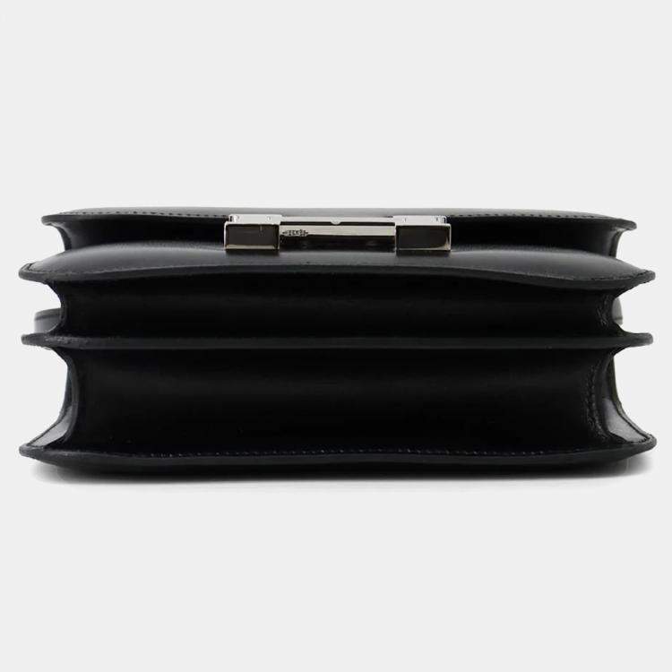 Pre Owned Hermes Constance Mini Black Box Calf Leather Crossbody Bag