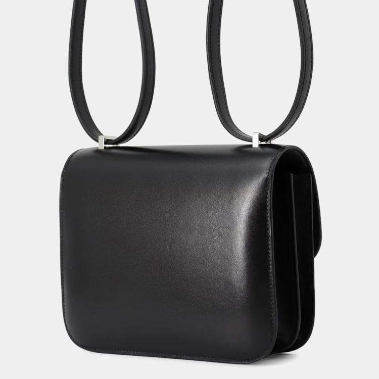 Pre Owned Hermes Constance Mini Black Box Calf Leather Crossbody Bag