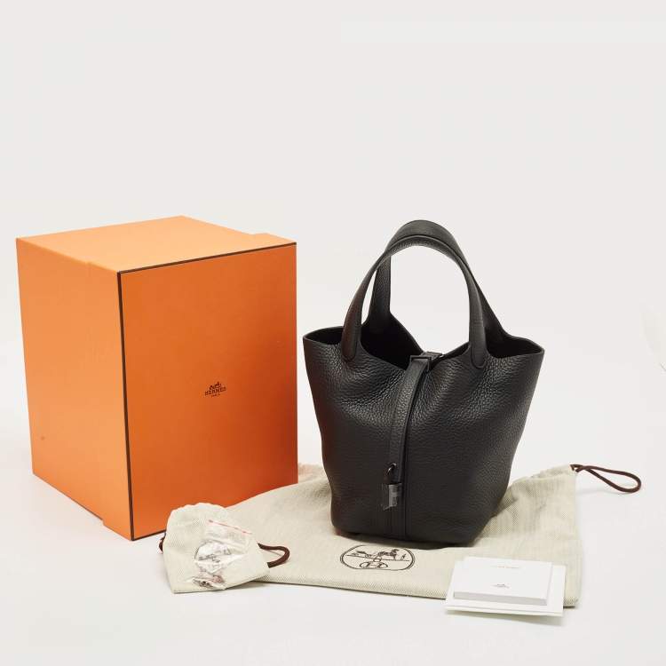Pre Owned Hermès Noir Togo Leather Picotin Lock 18 Bag