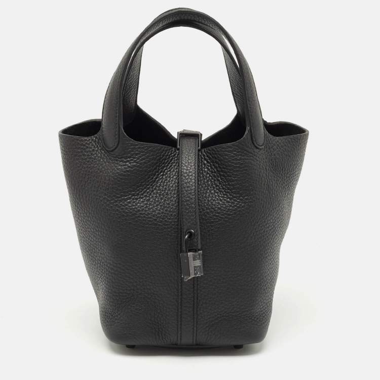 Pre Owned Hermès Noir Togo Leather Picotin Lock 18 Bag
