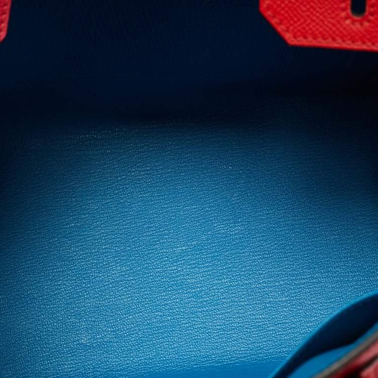 مملوكة مسبقًا Hermès Rouge Coeur/Rose Extreme/Bleu Zanzibar Epsom Leather Palladium Plated Birkin Sellier 30 Bag