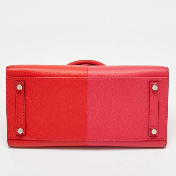 مملوكة مسبقًا Hermès Rouge Coeur/Rose Extreme/Bleu Zanzibar Epsom Leather Palladium Plated Birkin Sellier 30 Bag