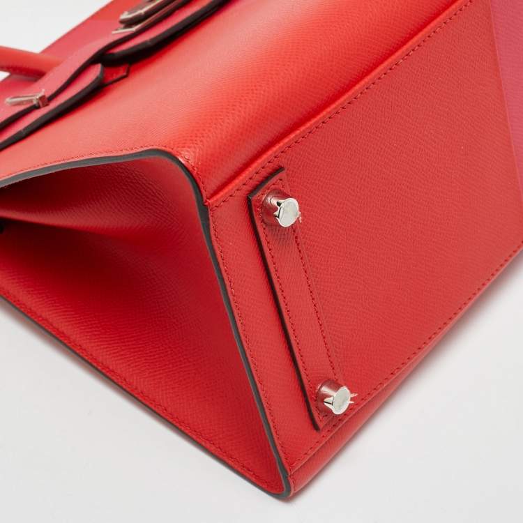 مملوكة مسبقًا Hermès Rouge Coeur/Rose Extreme/Bleu Zanzibar Epsom Leather Palladium Plated Birkin Sellier 30 Bag