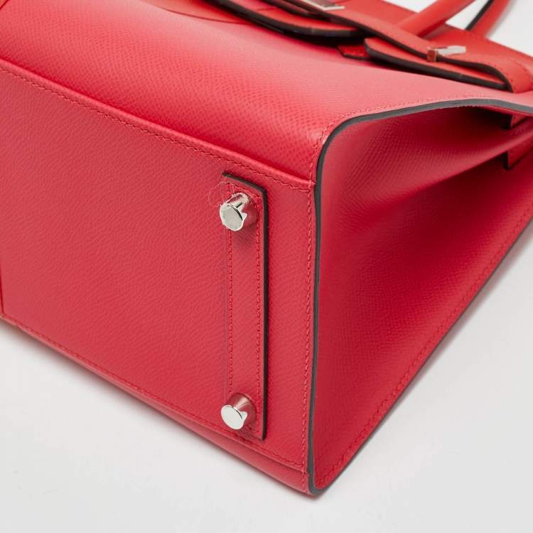 مملوكة مسبقًا Hermès Rouge Coeur/Rose Extreme/Bleu Zanzibar Epsom Leather Palladium Plated Birkin Sellier 30 Bag