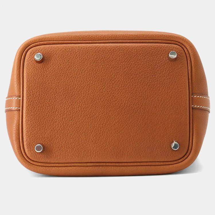 Pre Owned Hermes Picotin Lock 18 Fauve Barenia Leather Bag