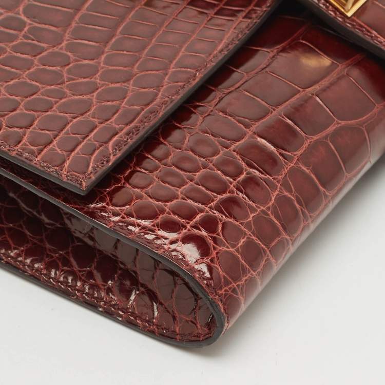 Pre Owned Hermès Bourgogne Alligator Medor Clutch