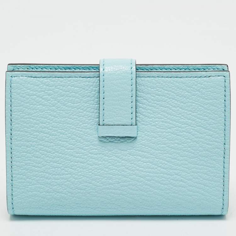 Pre Owned Hermès Bleu Zephyr Chevre Leather Bearn Card Holder