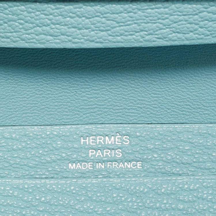 Pre Owned Hermès Bleu Zephyr Chevre Leather Bearn Card Holder