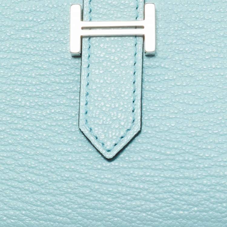 Pre Owned Hermès Bleu Zephyr Chevre Leather Bearn Card Holder