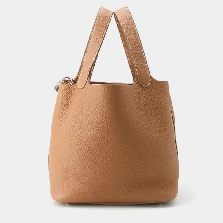 Pre Owned Hermes Picotin Lock 22 Gold Taurillon Clemence Tote Bag