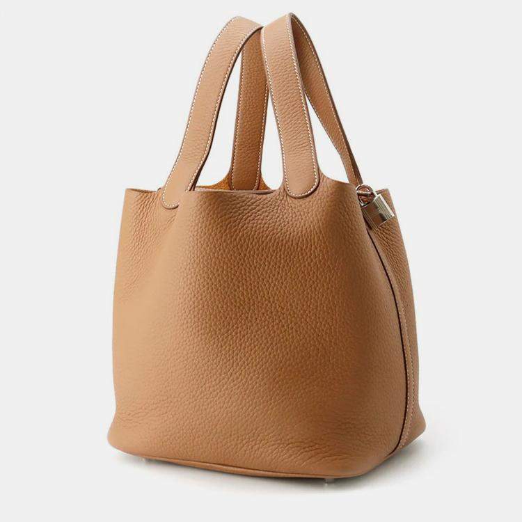 Pre Owned Hermes Picotin Lock 22 Gold Taurillon Clemence Tote Bag