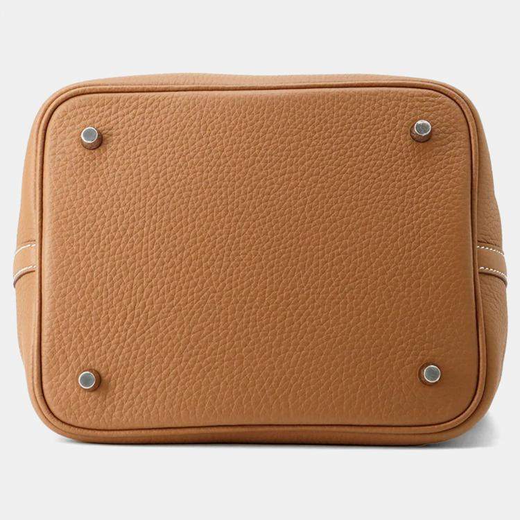 Pre Owned Hermes Picotin Lock 22 Gold Taurillon Clemence Tote Bag