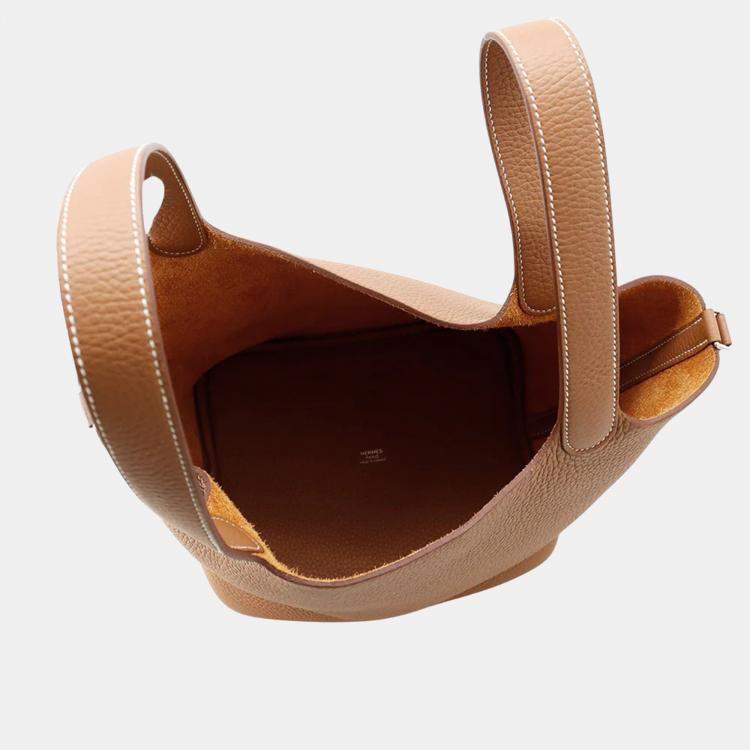Pre Owned Hermes Picotin Lock 22 Gold Taurillon Clemence Tote Bag