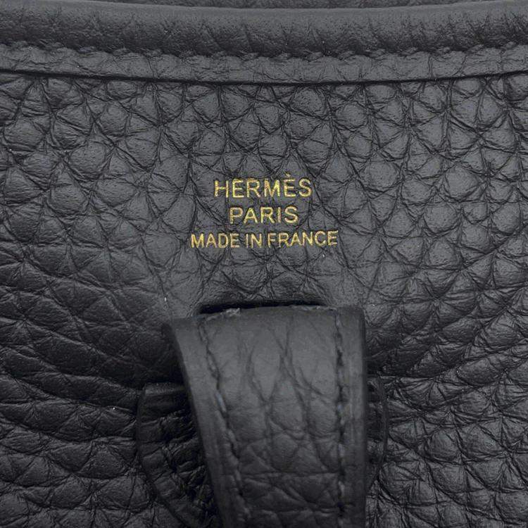 Pre Owned Hermes Evelyne Amazon TPM Black Taurillon Clemence Leather Shoulder Bag