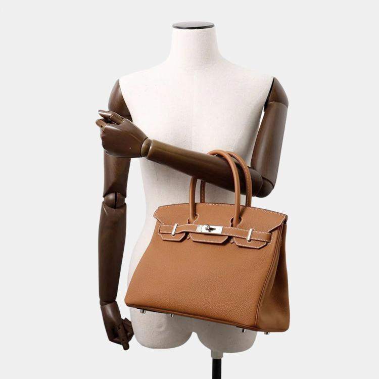 Pre Owned Hermes Birkin 30 Gold Togo Leather Tote Bag