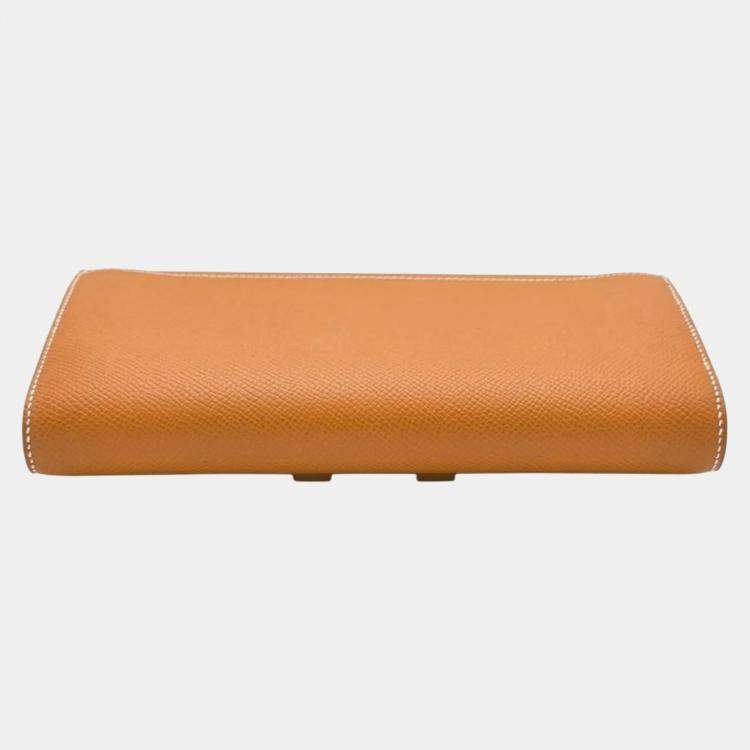 Pre Owned Hermes Constance To Go Wallet Gold Epsom Gold Hardware