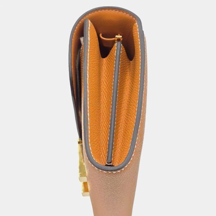 Pre Owned Hermes Constance To Go Wallet Gold Epsom Gold Hardware
