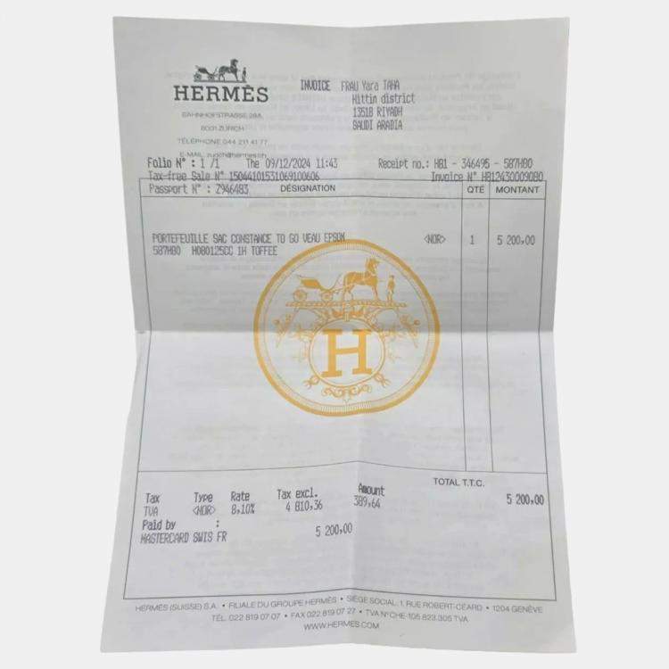 Pre Owned Hermes Constance To Go Wallet Gold Epsom Gold Hardware
