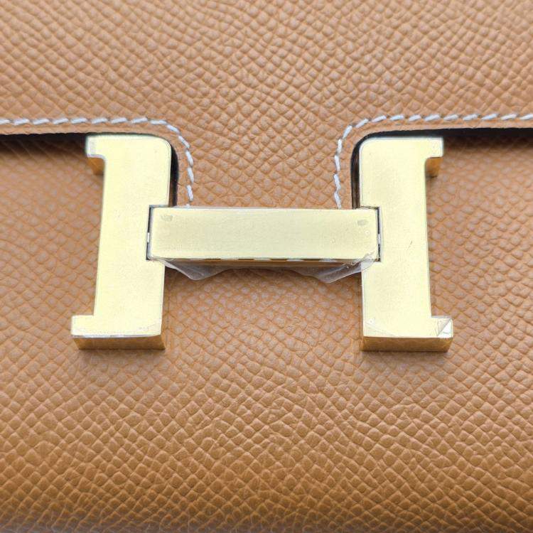 Pre Owned Hermes Constance To Go Wallet Gold Epsom Gold Hardware