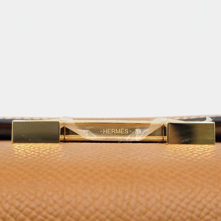 Pre Owned Hermes Constance To Go Wallet Gold Epsom Gold Hardware