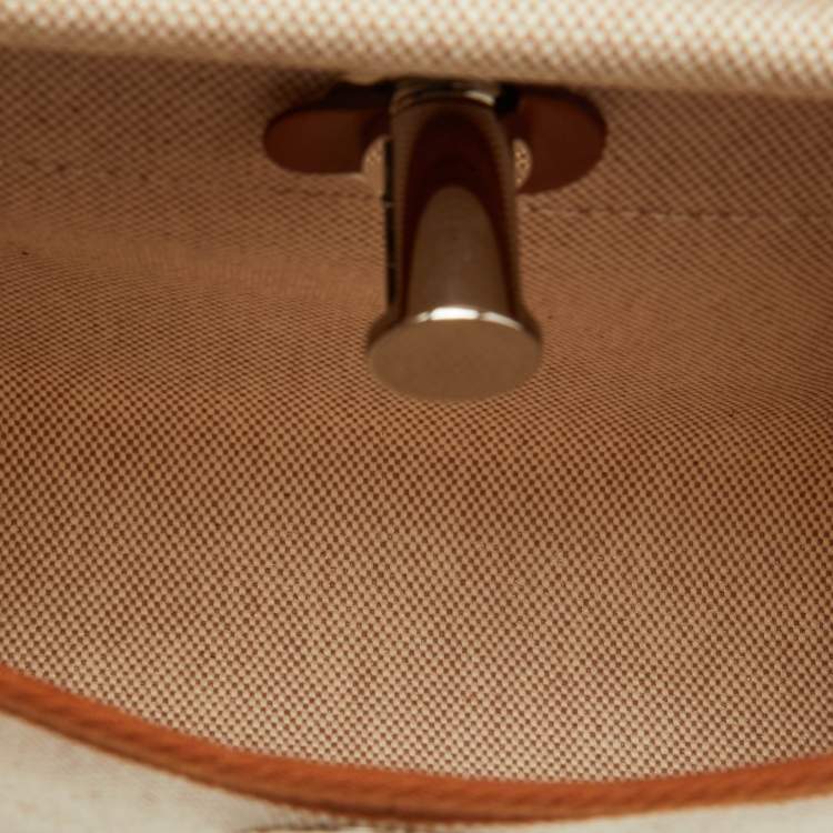 Pre Owned Hermès Ecru/Natural Toile Canvas and Vache Leather Herbag Zip 20 Bag