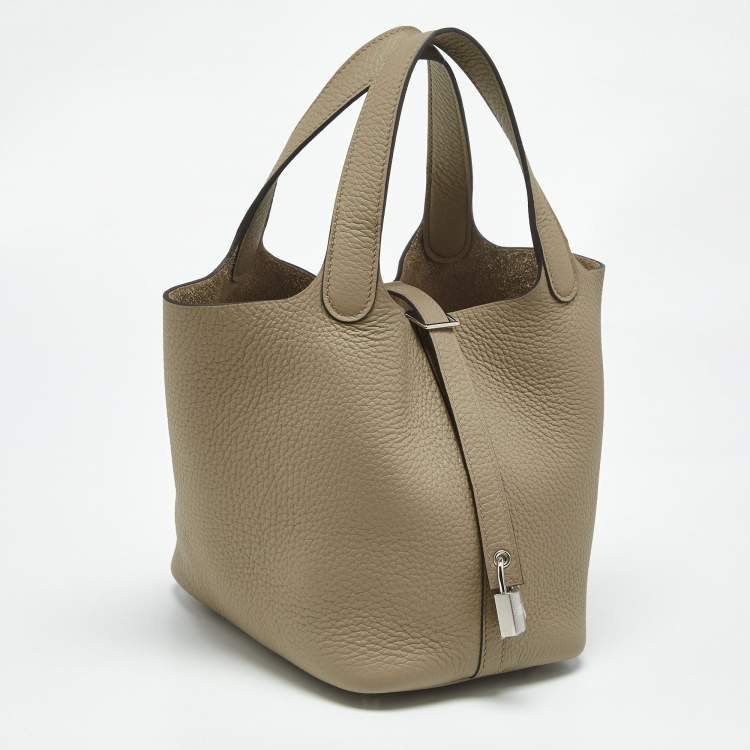 Pre Owned Hermès Beige Marfa Taurillon Clemence Leather Picotin Lock 18 Bag