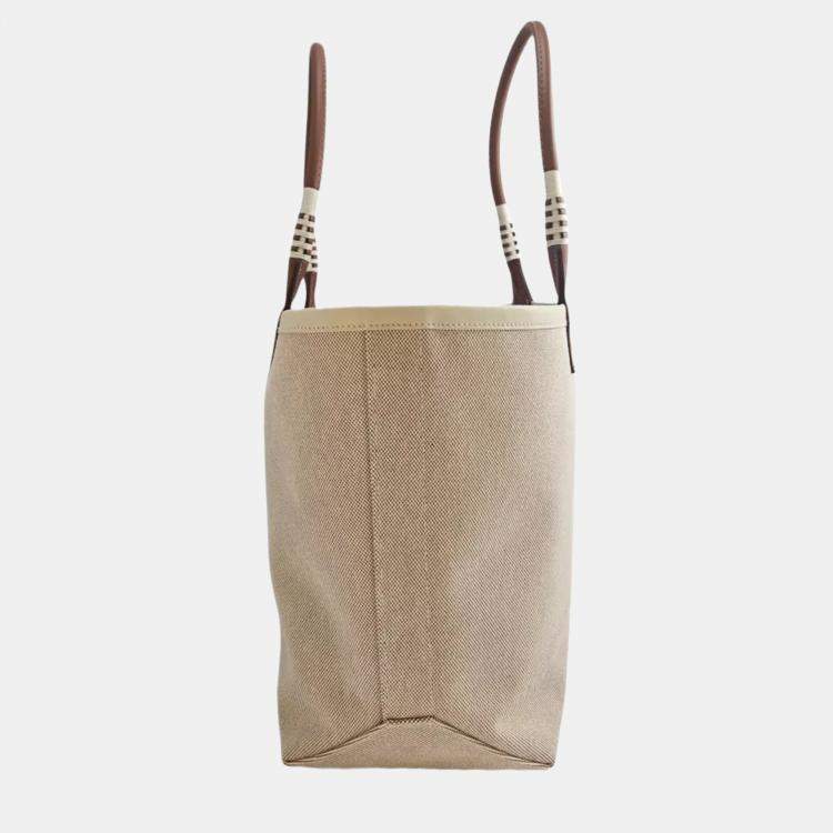 Pre Owned Hermes Steeple Beige/Brown Canvas Tote