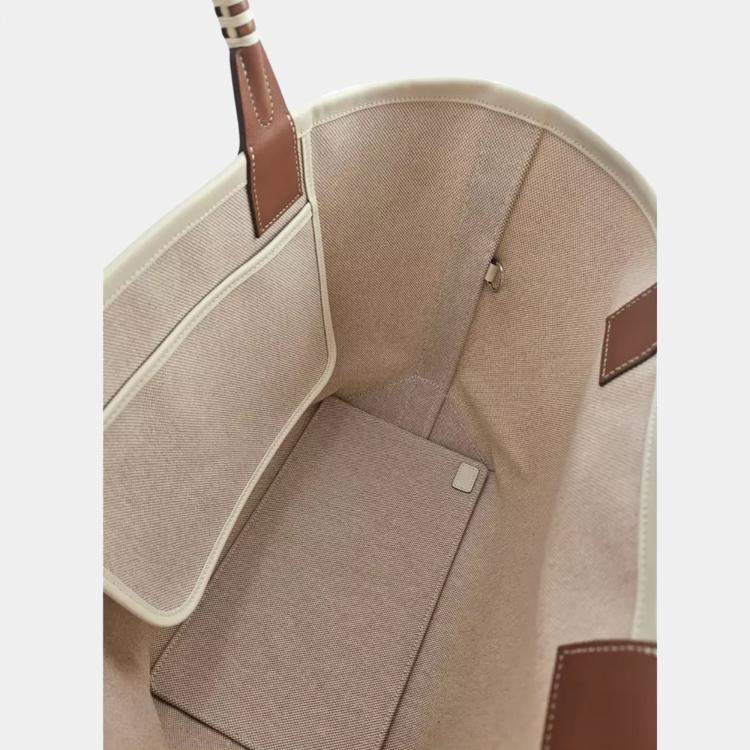 Pre Owned Hermes Steeple Beige/Brown Canvas Tote