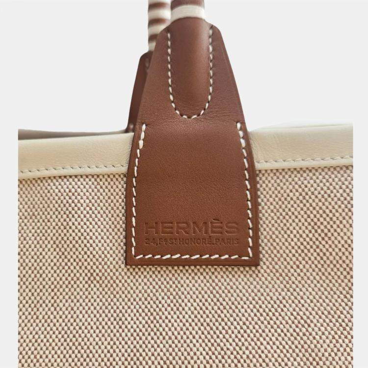 Pre Owned Hermes Steeple Beige/Brown Canvas Tote