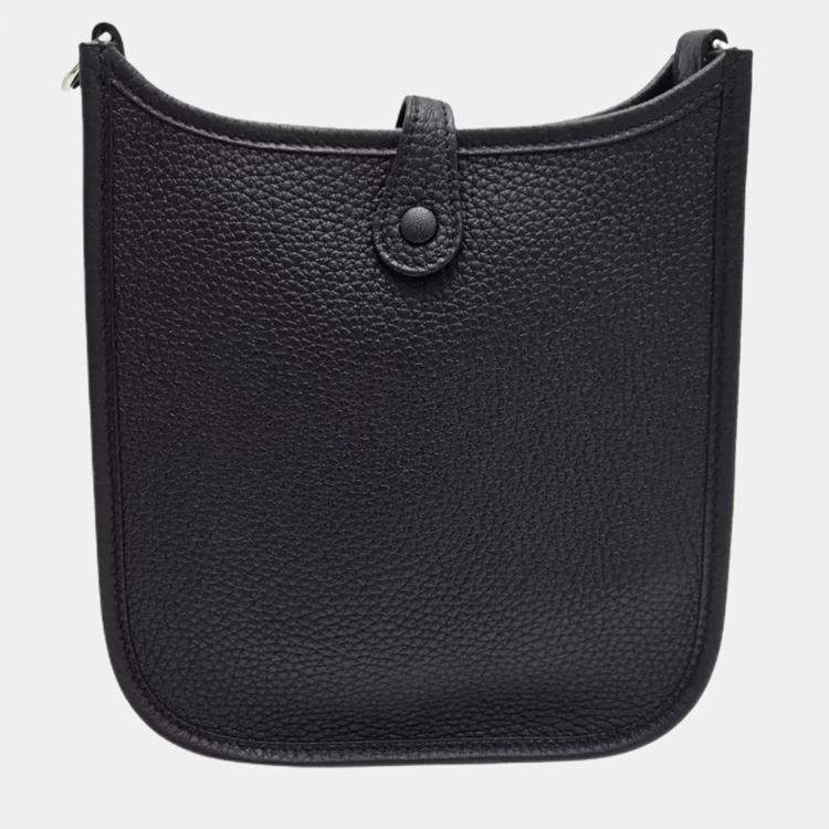 Pre Owned Hermes Evelyne Black Taurillon Clemence Leather Crossbody Bag TPM 