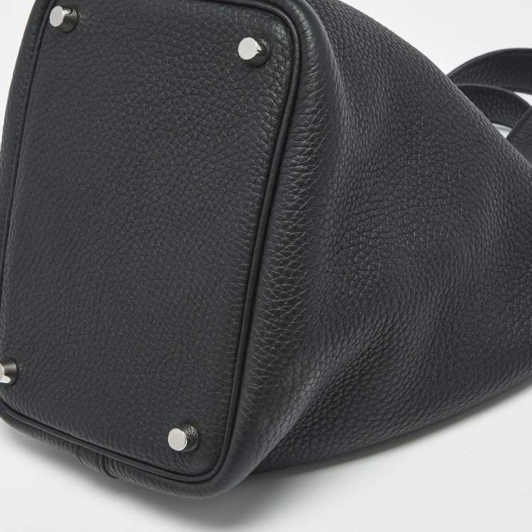 Pre Owned Hermes Noir Taurillon Clemence Leather Picotin Lock 18 Bag