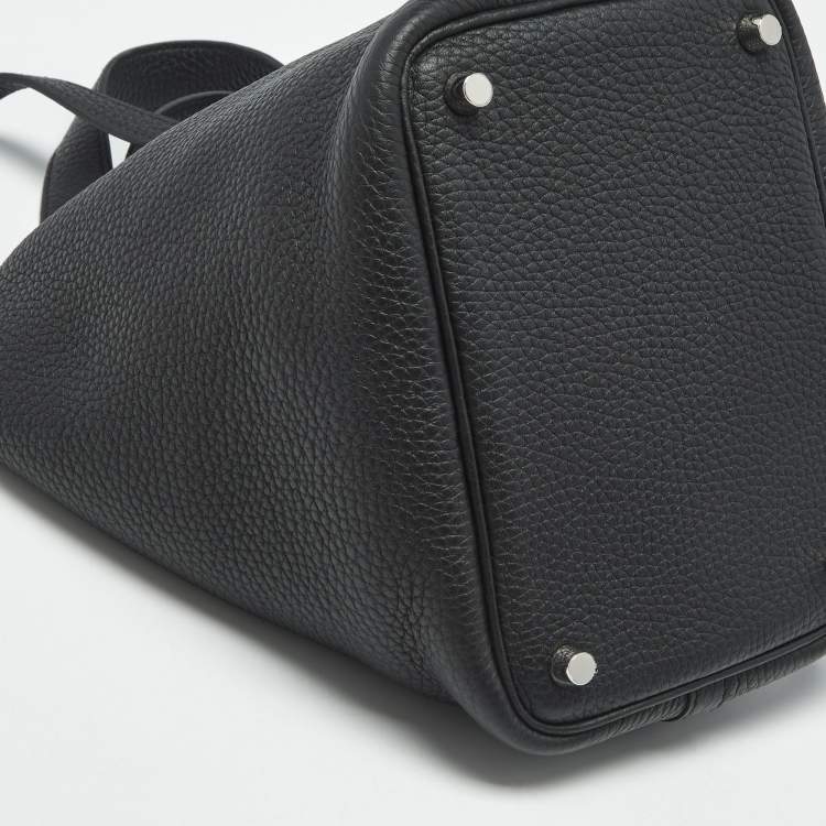 Pre Owned Hermes Noir Taurillon Clemence Leather Picotin Lock 18 Bag