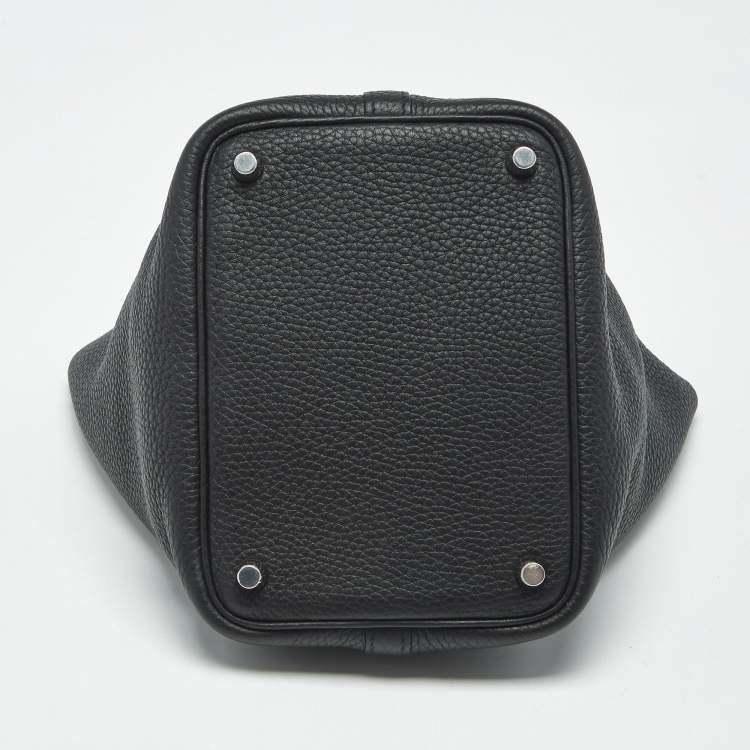 Pre Owned Hermes Noir Taurillon Clemence Leather Picotin Lock 18 Bag