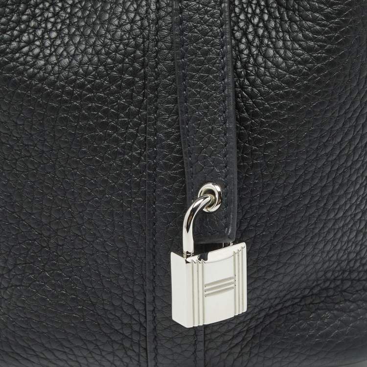 Pre Owned Hermes Noir Taurillon Clemence Leather Picotin Lock 18 Bag