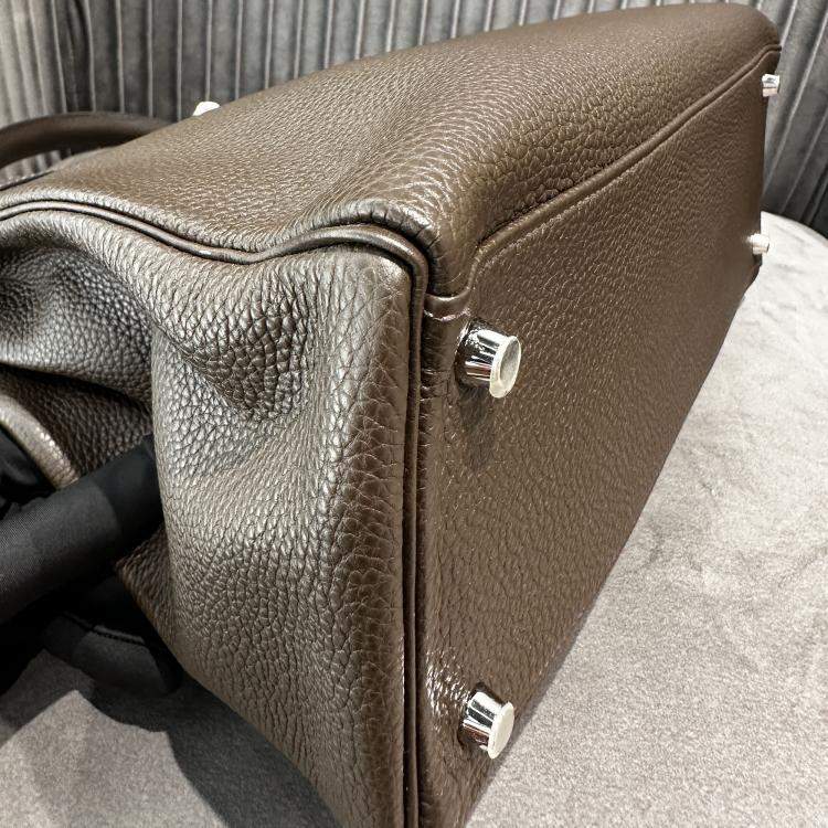 Pre Owned Hermes Kelly 35 Ebony Brown Togo Leather Tote Bag
