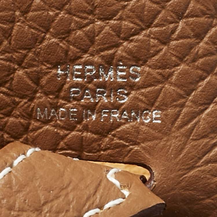 Pre Owned Hermes Gold Taurillon Clemence Leather Evelyne TPM Bag