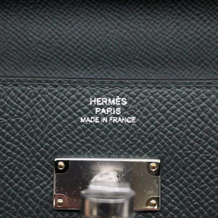 Pre Owned Hermes Kelly Long To Go Vert Mangrove Epsom Leather Clutch Bag