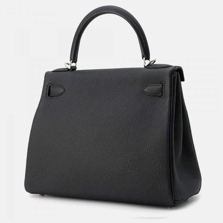 Pre Owned Hermes Kelly Retourne 28 Black Togo Leather Handbag