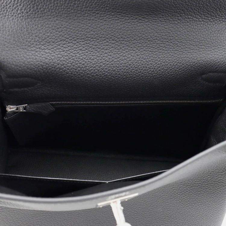 Pre Owned Hermes Kelly Retourne 28 Black Togo Leather Handbag