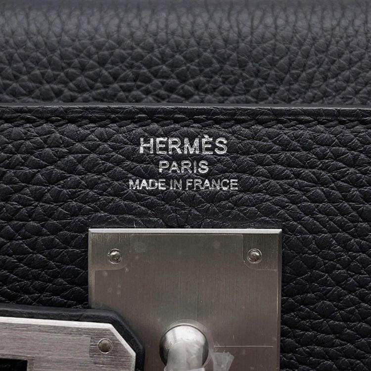 Pre Owned Hermes Kelly Retourne 28 Black Togo Leather Handbag