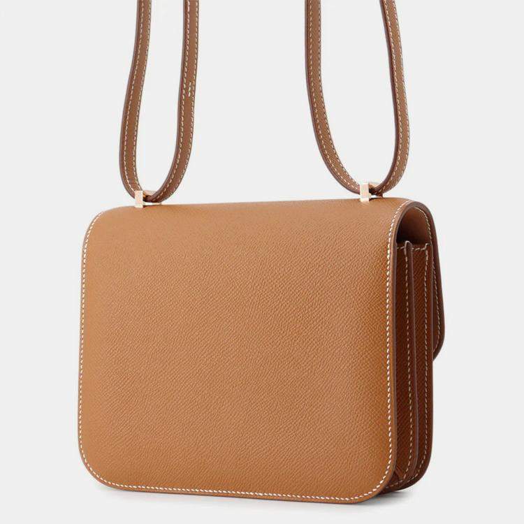 Pre Owned Hermes Constance III Miroir Mini Gold Epsom Shoulder Bag