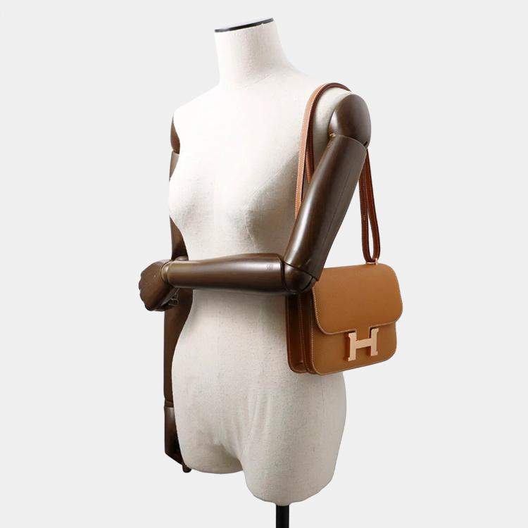 Pre Owned Hermes Constance III Miroir Mini Gold Epsom Shoulder Bag