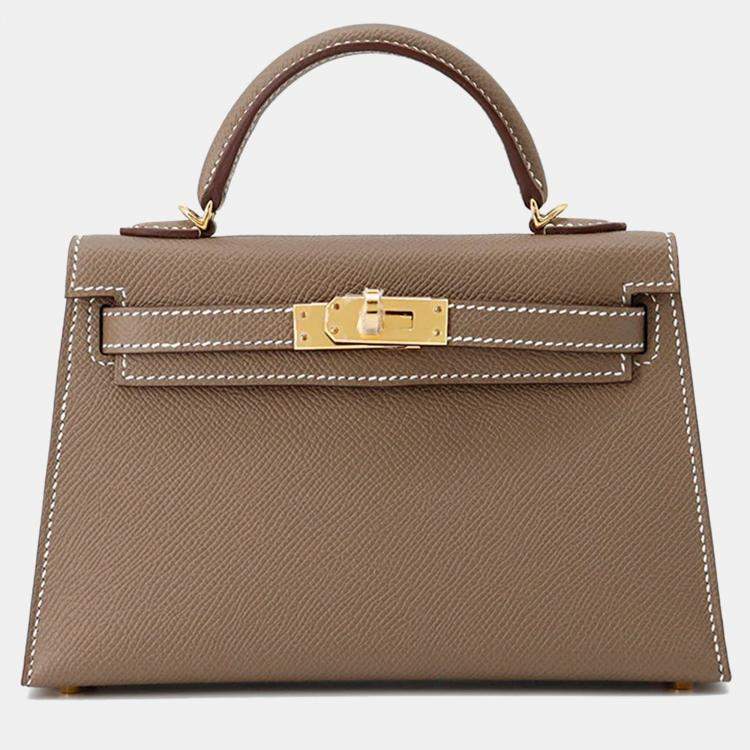 Pre Owned Hermes Mini Kelly II Etoupe Epsom Handbag