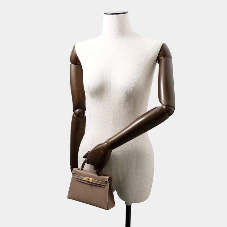 Pre Owned Hermes Mini Kelly II Etoupe Epsom Handbag