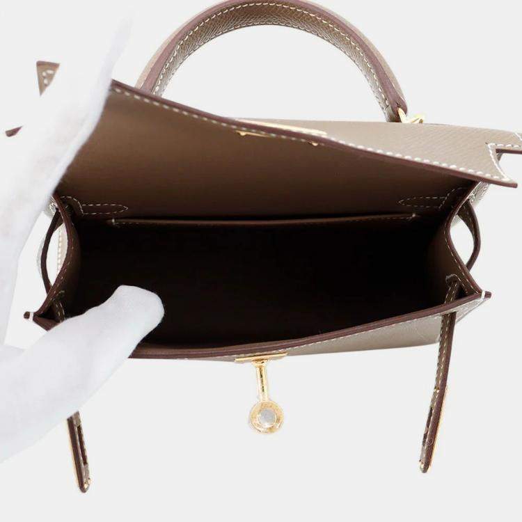 Pre Owned Hermes Mini Kelly II Etoupe Epsom Handbag